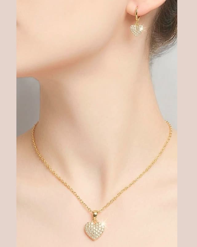 Golden Palm Pendant & Earring Set