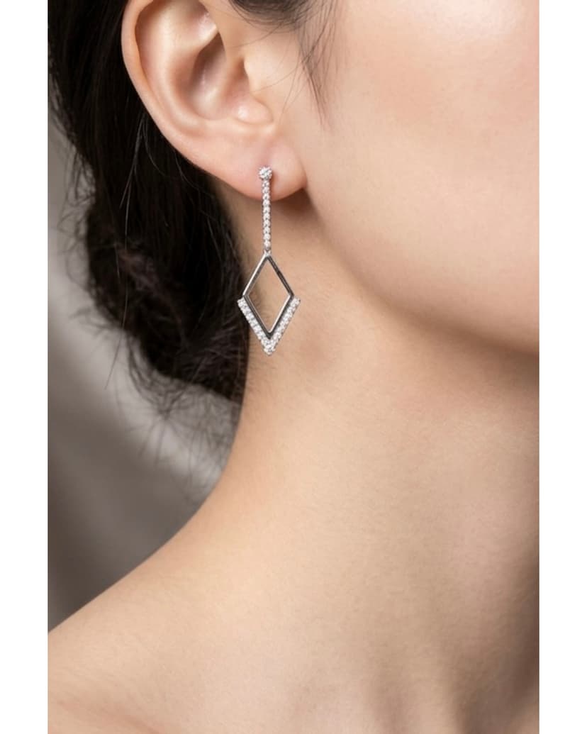 Zircon Minimalist Rhombus Drop Earrings