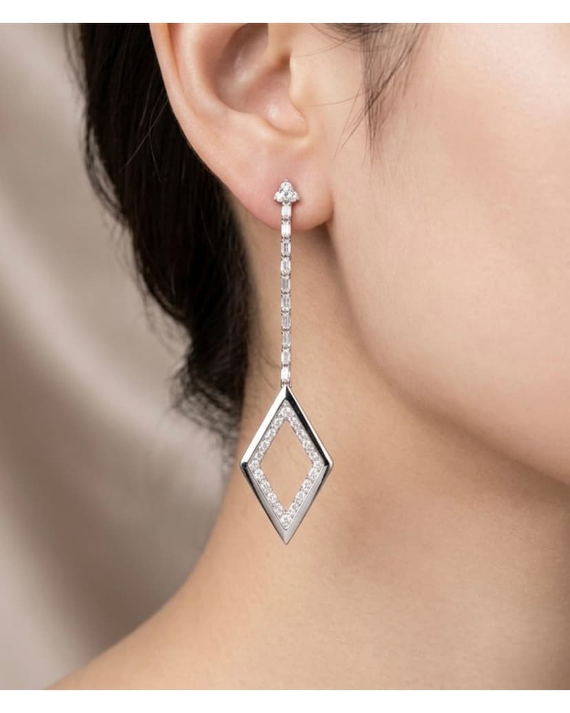 Zircon Open Diamond Drop Earrings