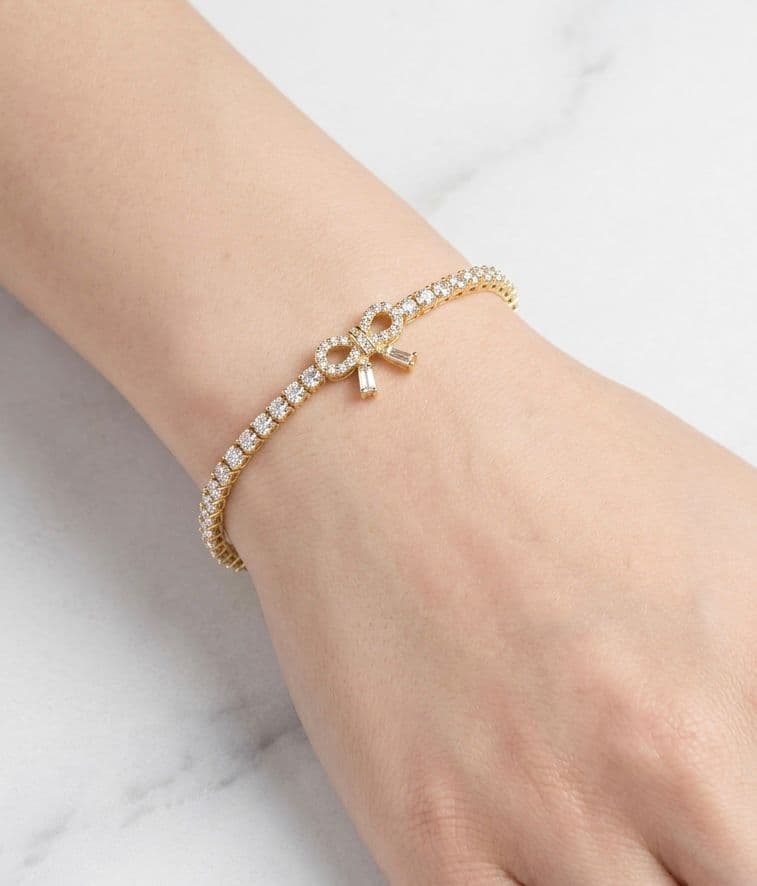 Baguette Cut Gold Tennis Bracelet