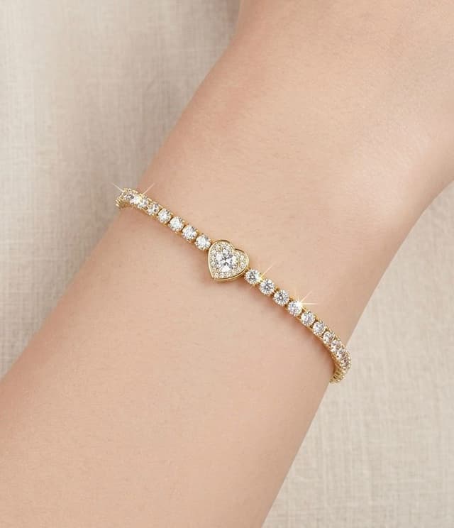 Crystal Heart Tennis Bracelet