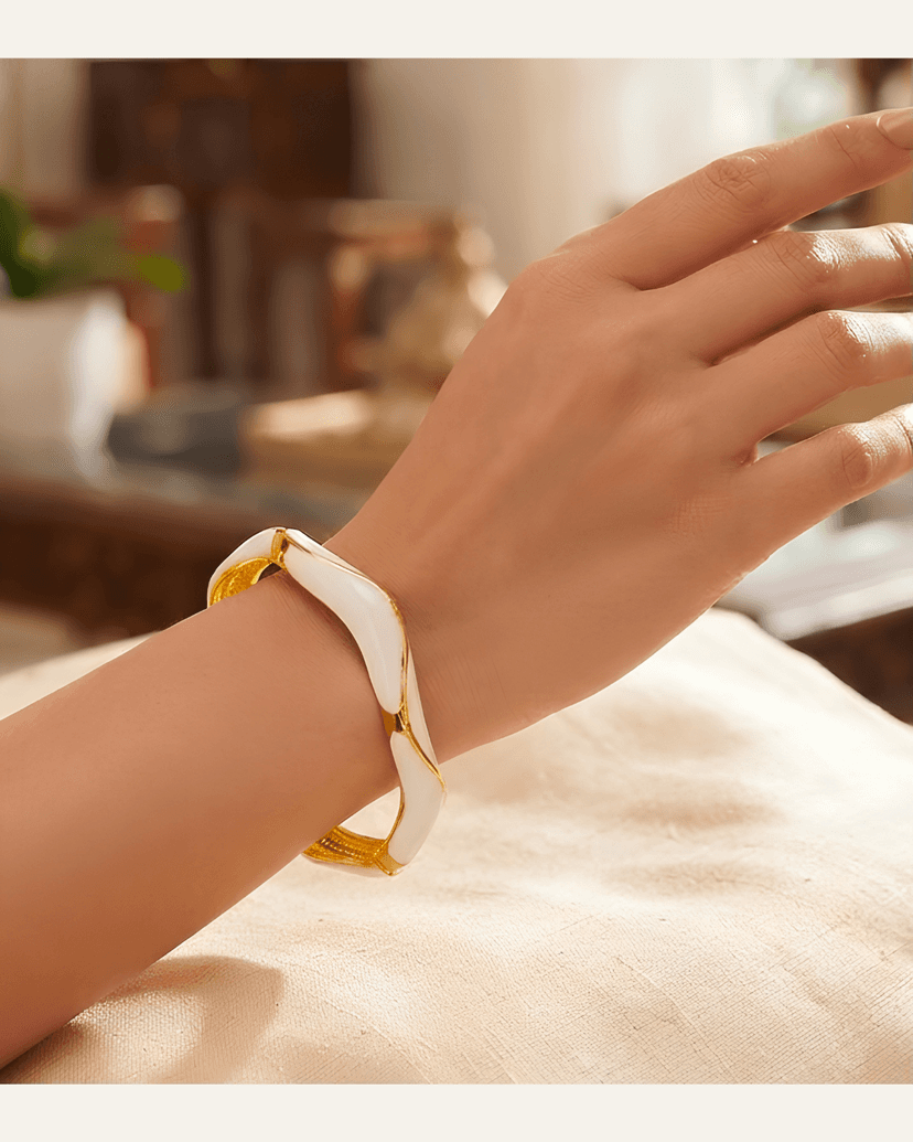 White and Gold Rope Bangles