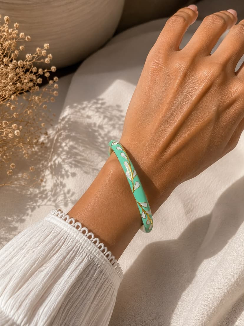 Torquise Gold Leaf Bangle