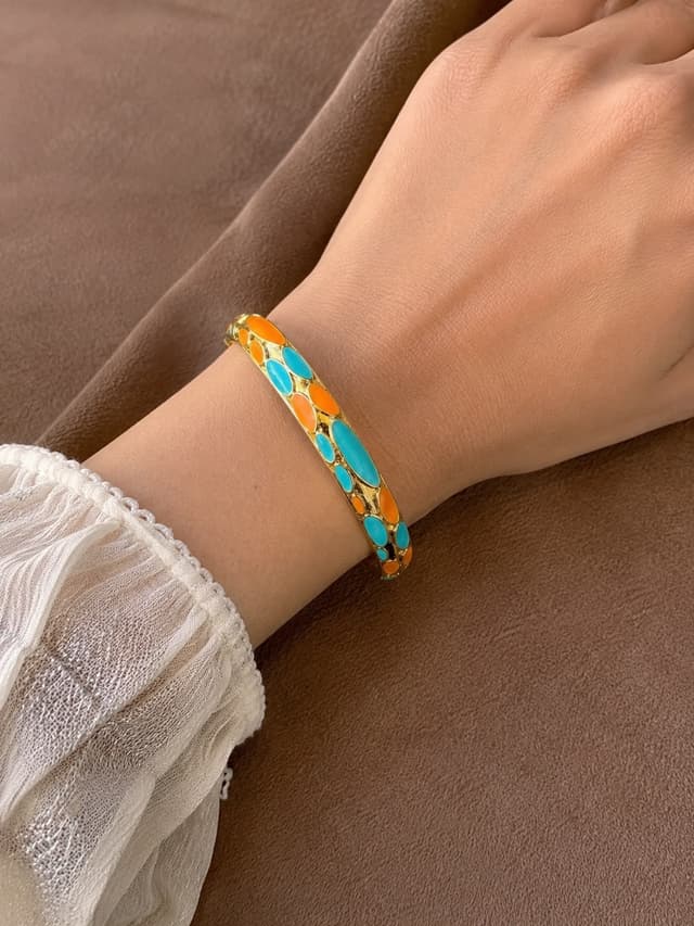 Amber & Cyan blue Multi tone Bangle
